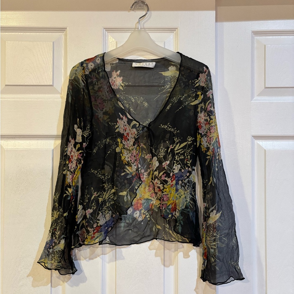 Vintage Y2K Nougat London Black Floral Sheer Blouse